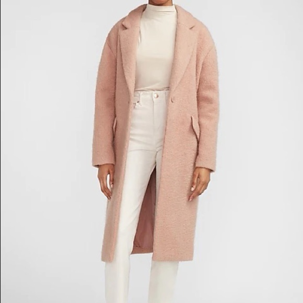 NWT Express Women's Blush Teddy Wool Blend Long Coat